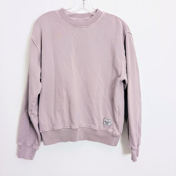 Herschel Sweatshirt Size S Pink Classic Crew Coastal Preppy Distress Collegiate - Picture 1 of 16